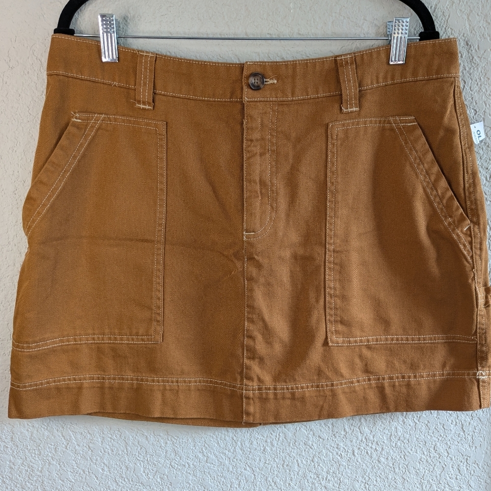 NWT Old Navy Denim Carpenter Mini Skirt Size 14 Brown Camel 100% Cotton
